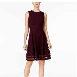 Calvin Klein Plum Midi Dress with Mesh Detail